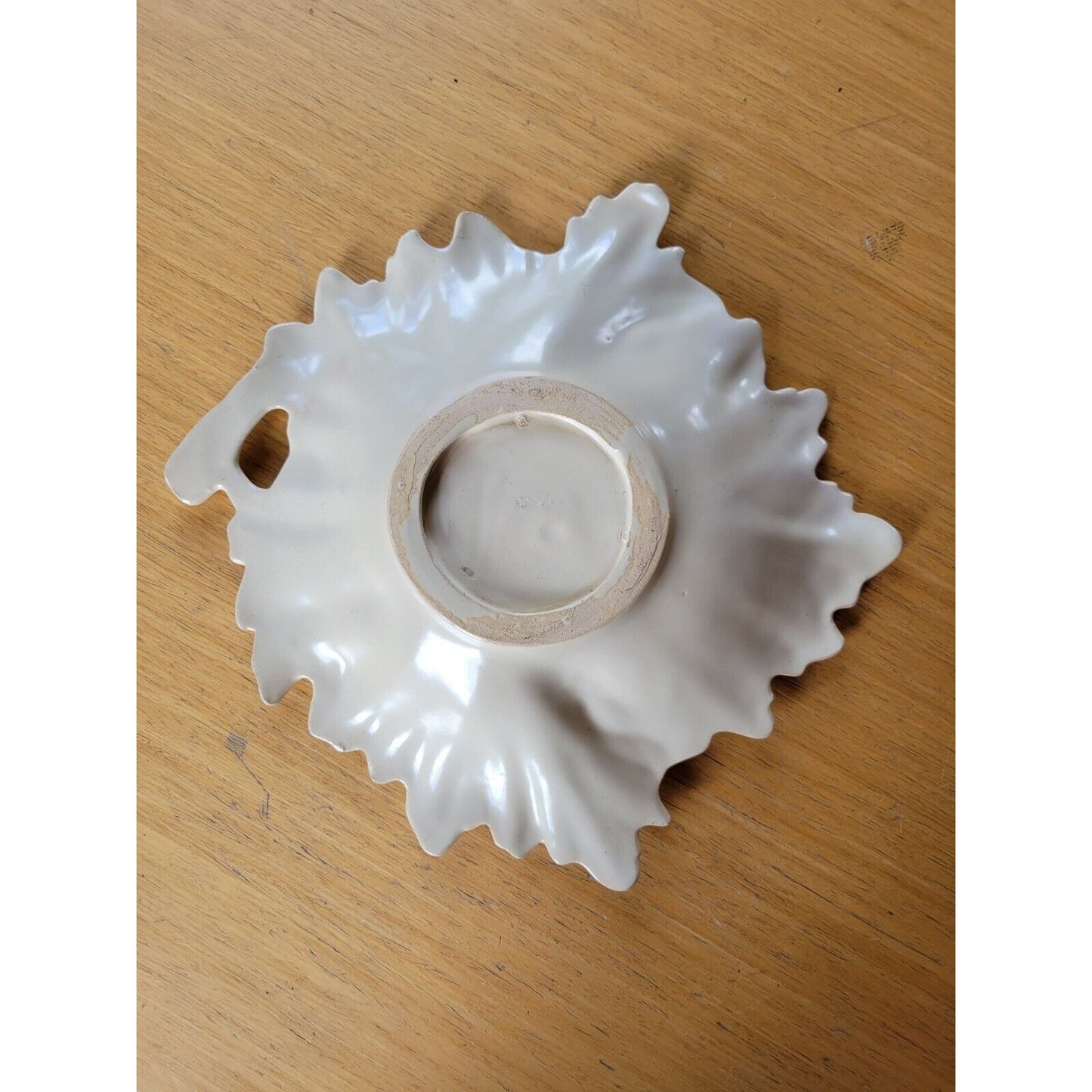 Vintage Off White Ceramic Grape Leaf Platter