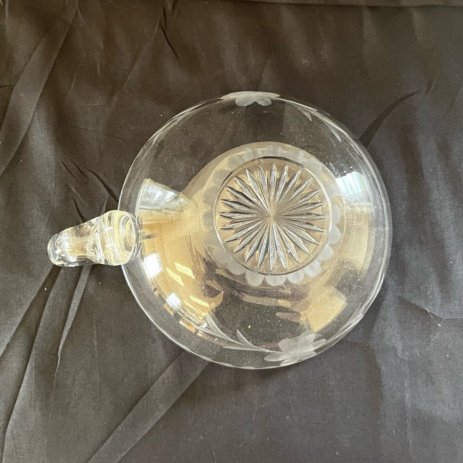 Vintage Etched Glass Candy Bowl