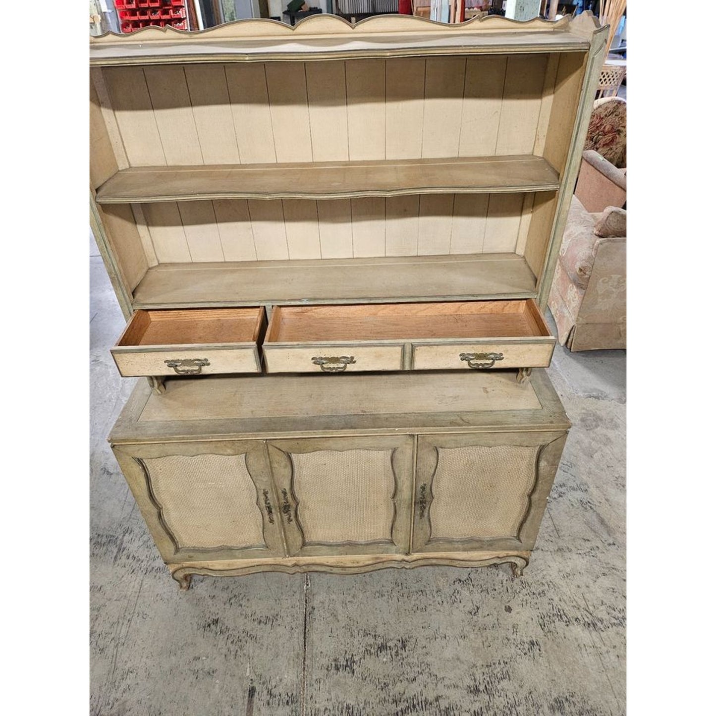 Vintage Country French Style Paint Decorated Buffet Hutch