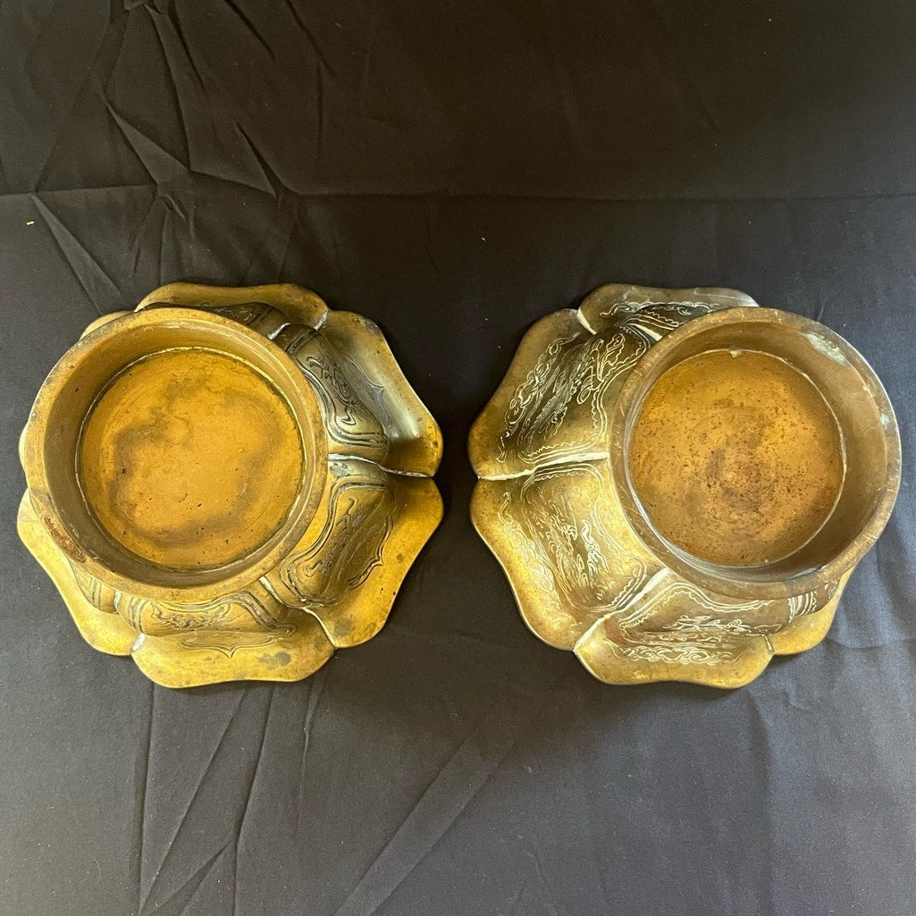Vintage Brass Planters - Pair