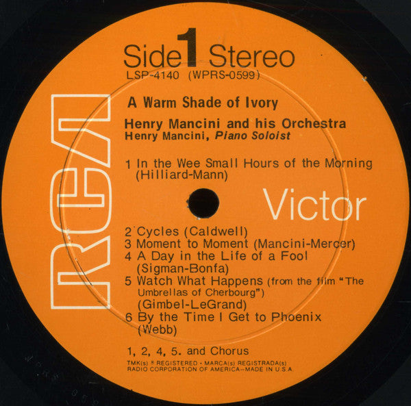 Henry Mancini And His Orchestra And Chorus : A Warm Shade Of Ivory (LP,Album,Repress,Stereo)