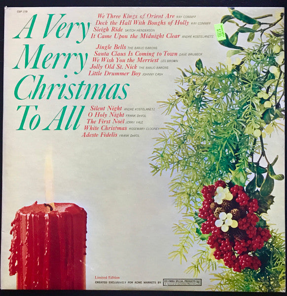 Various : A Very Merry Christmas To All (LP,Compilation,Limited Edition,Mono)