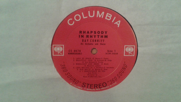 Ray Conniff And His Orchestra & Chorus : Rhapsody In Rhythm (LP,Album,Stereo)