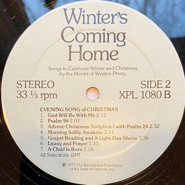 The Monks Of Weston Priory : Winter's Coming Home (LP)