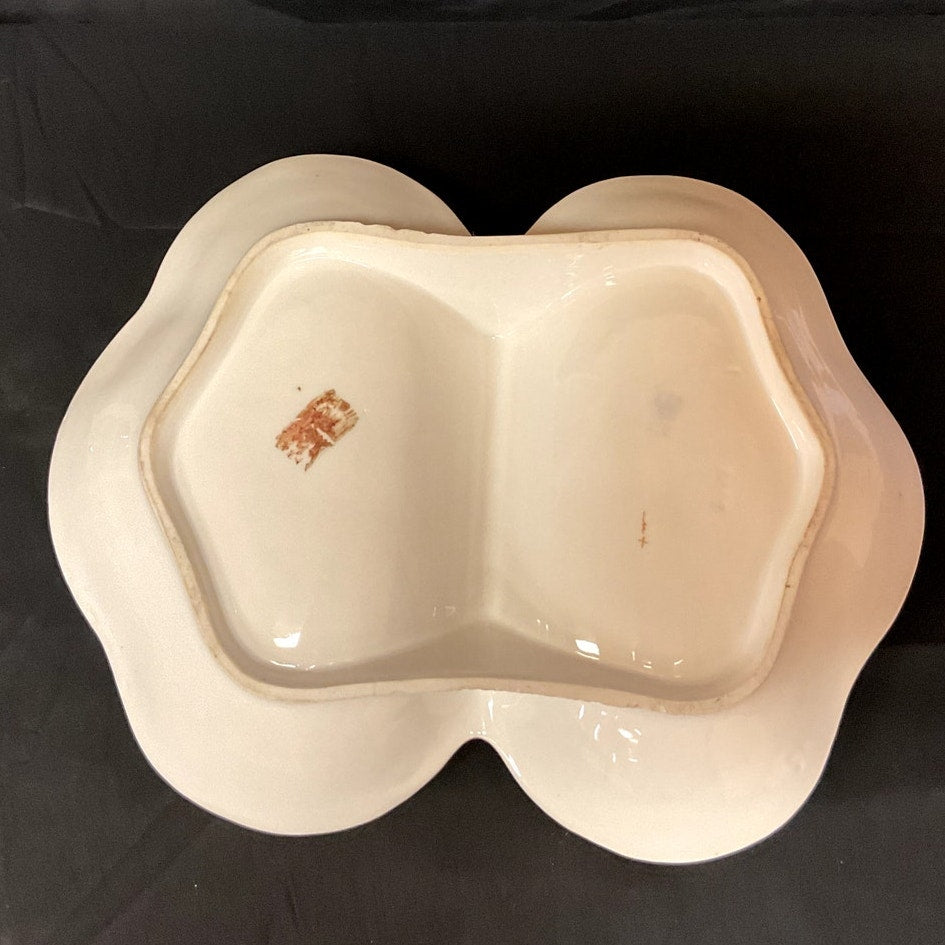 Vintage Porcelain Two Compartment Handled Relish Serving Dish
