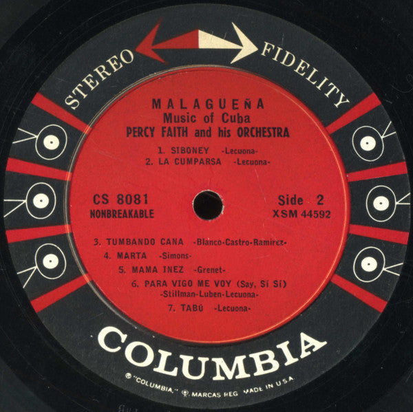 Percy Faith & His Orchestra : Malagueña (Music Of Cuba) (LP,Album,Stereo)