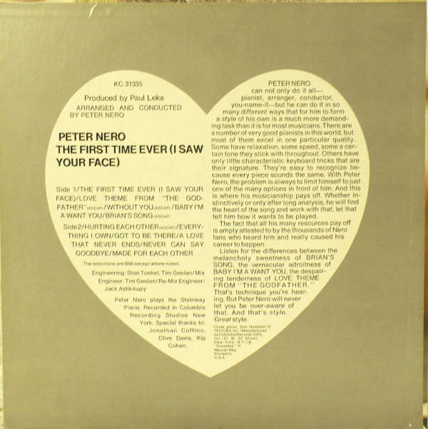 Peter Nero : The First Time Ever (I Saw Your Face) (LP,Album)