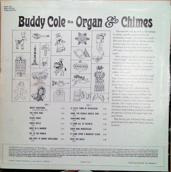 Buddy Cole : Christmas Organ & Chimes (LP,Reissue,Stereo)