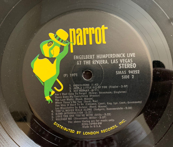 Engelbert Humperdinck : Englebert Humperdinck Live At The Riviera, Las Vegas (LP,Club Edition,Misprint,Stereo)