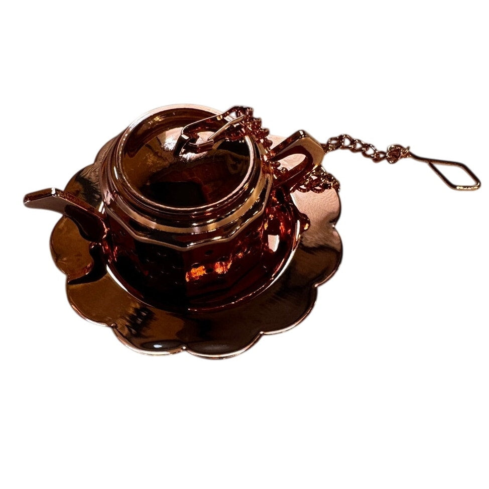 Mijenko Acacia Wood 4 Compartment Tea Chest-Glass Lid-Rose Gold Accents Giftable