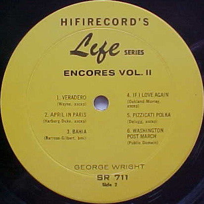 George Wright (2) : Encores Vol. II (LP,Stereo)