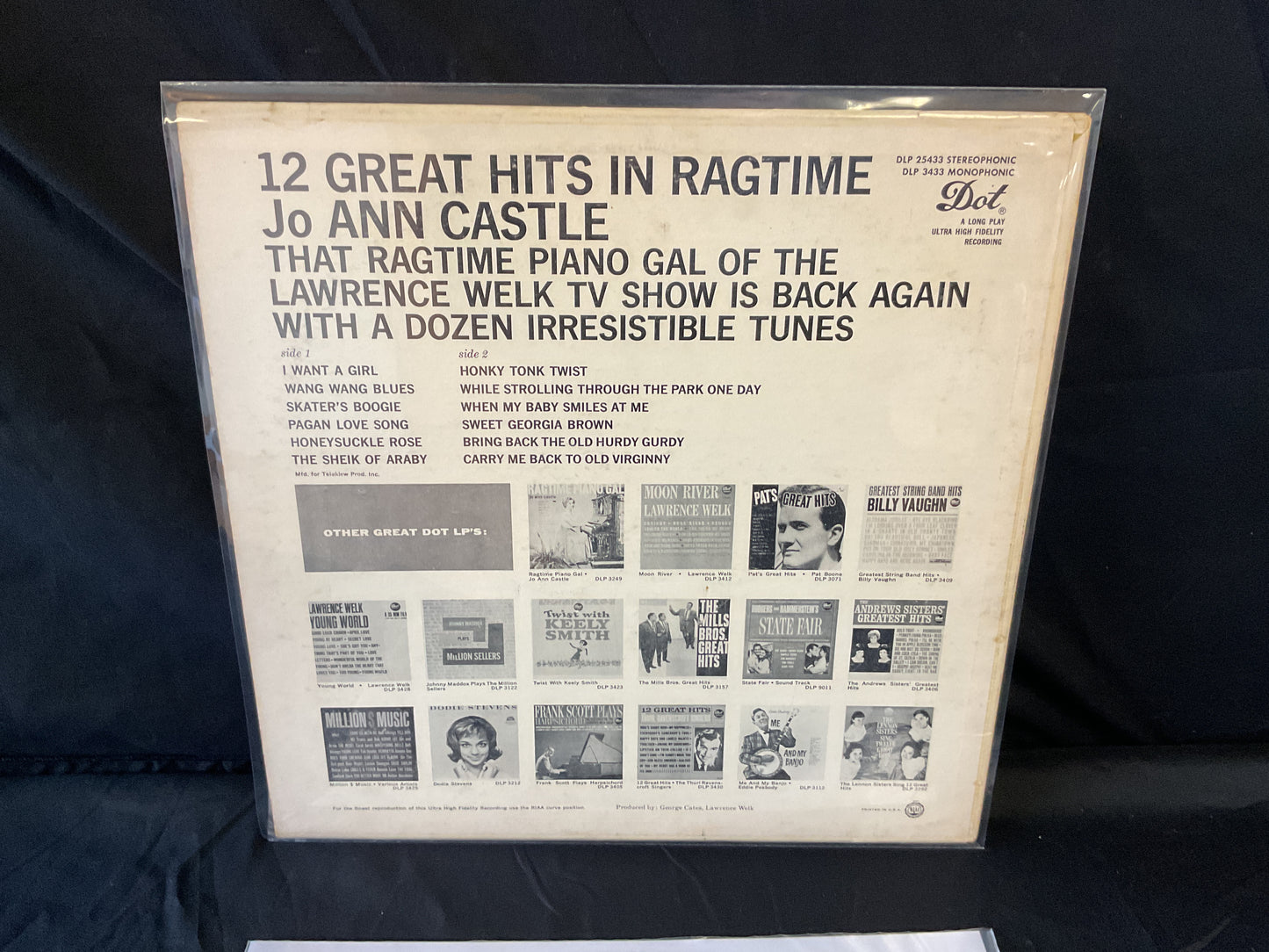 Jo Ann Castle : 12 Great Hits In Ragtime (LP,Album,Mono)