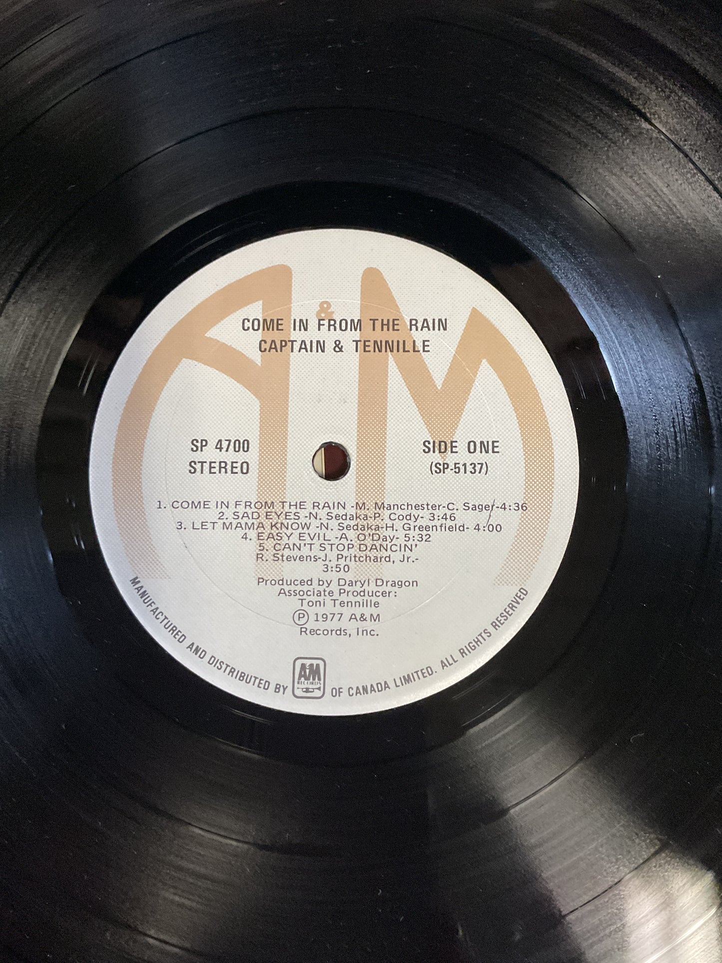 Captain And Tennille : Come In From The Rain (LP,Album)