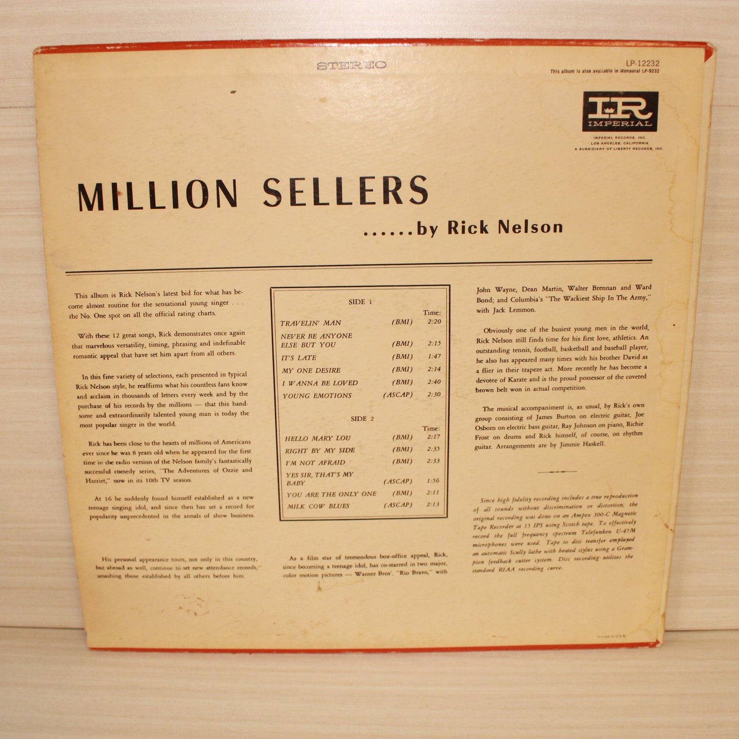 Ricky Nelson (2) : Million Sellers (LP,Compilation,Stereo)