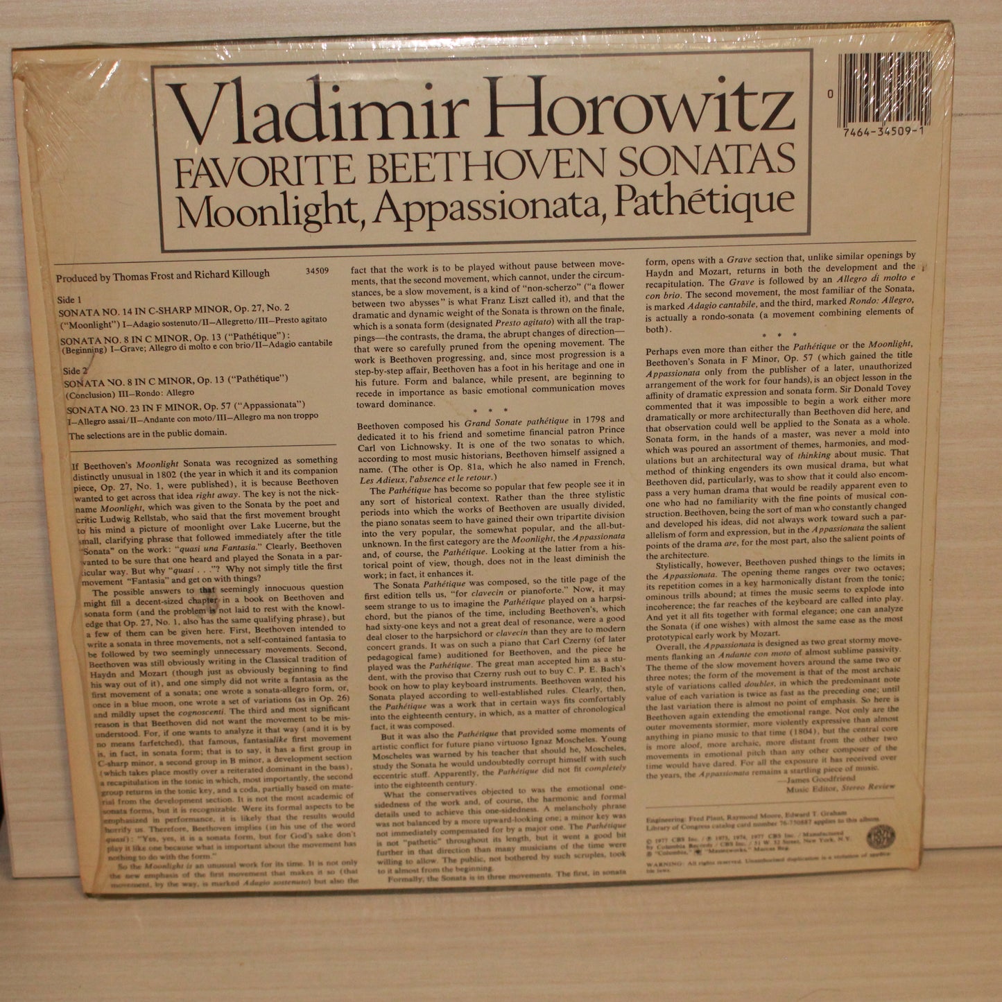 Vladimir Horowitz : Favorite Beethoven Sonatas (LP,Album,Compilation,Stereo)