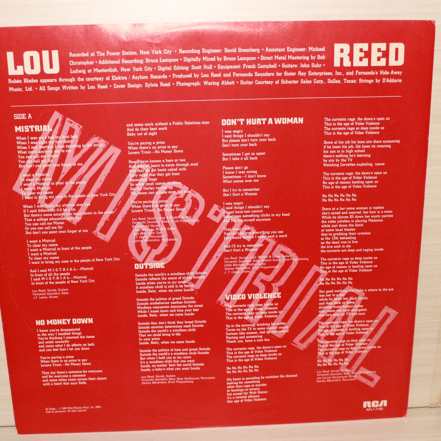 Lou Reed : Mistrial (LP,Album,Stereo)