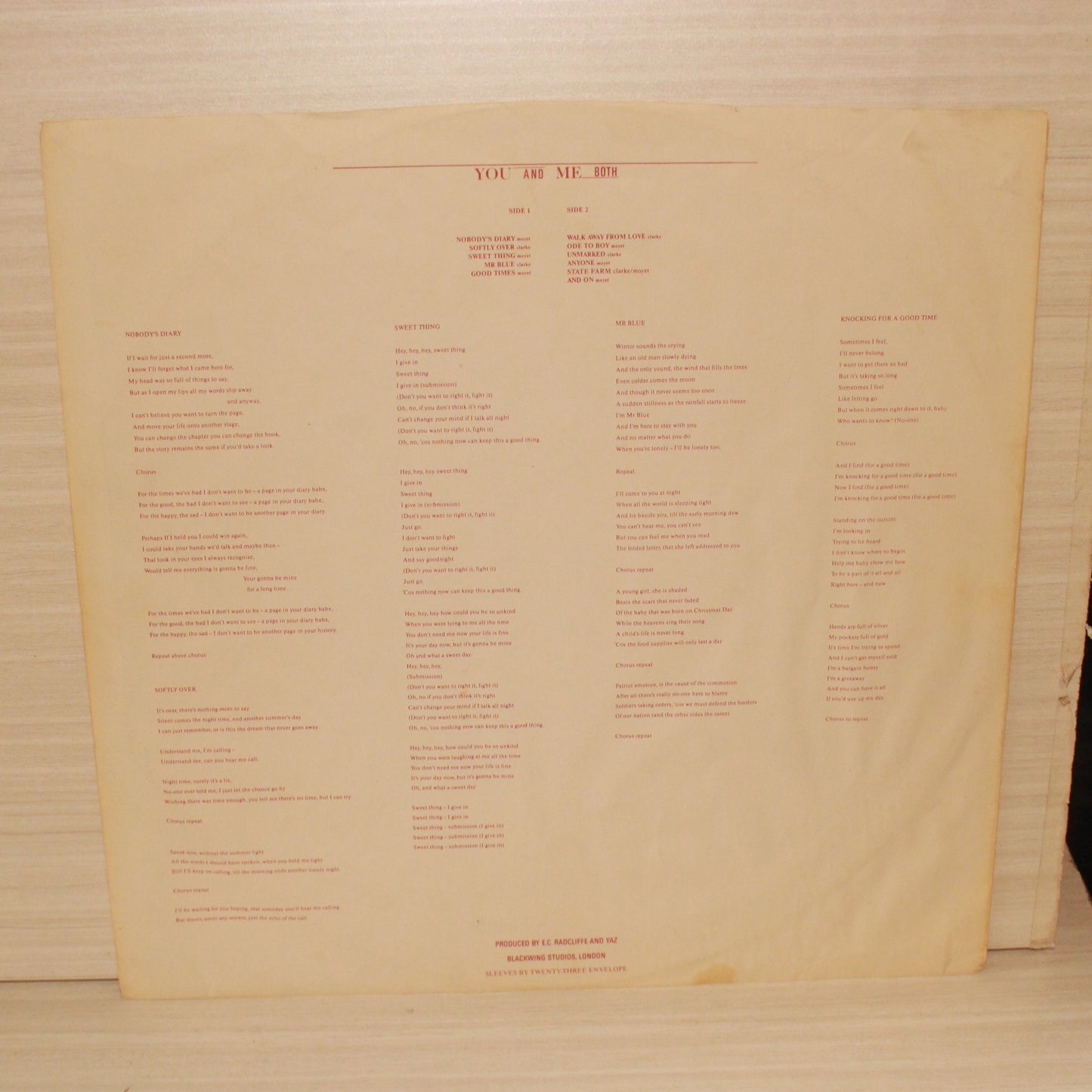 Yazoo : You And Me Both (LP,Album,Stereo)