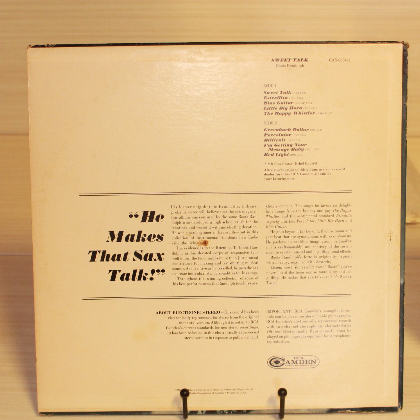 Boots Randolph : Sweet Talk (LP,Album,Stereo)