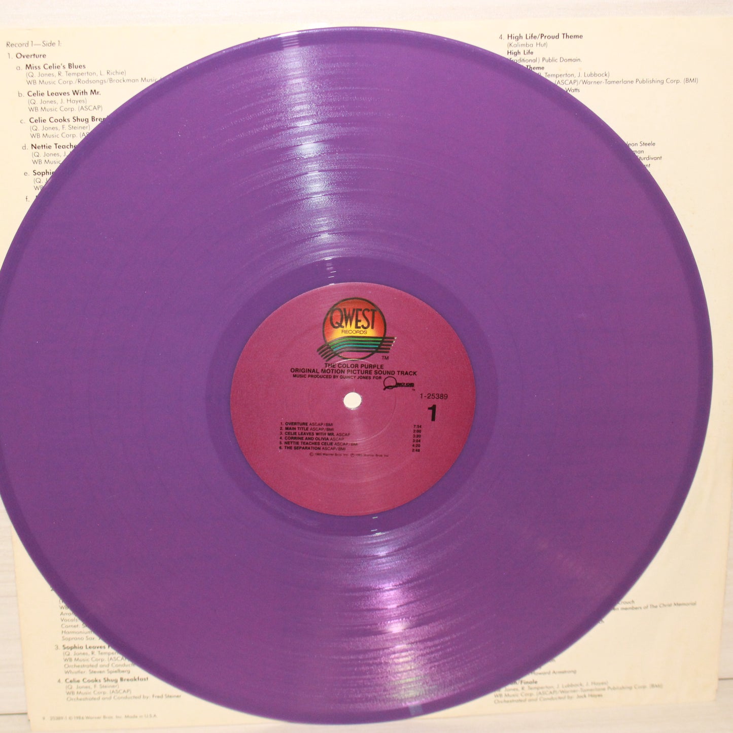 Quincy Jones : The Color Purple (Original Motion Picture Sound Track) (LP,Album)