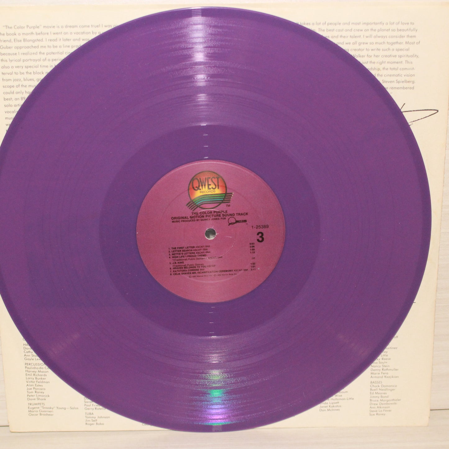 Quincy Jones : The Color Purple (Original Motion Picture Sound Track) (LP,Album)