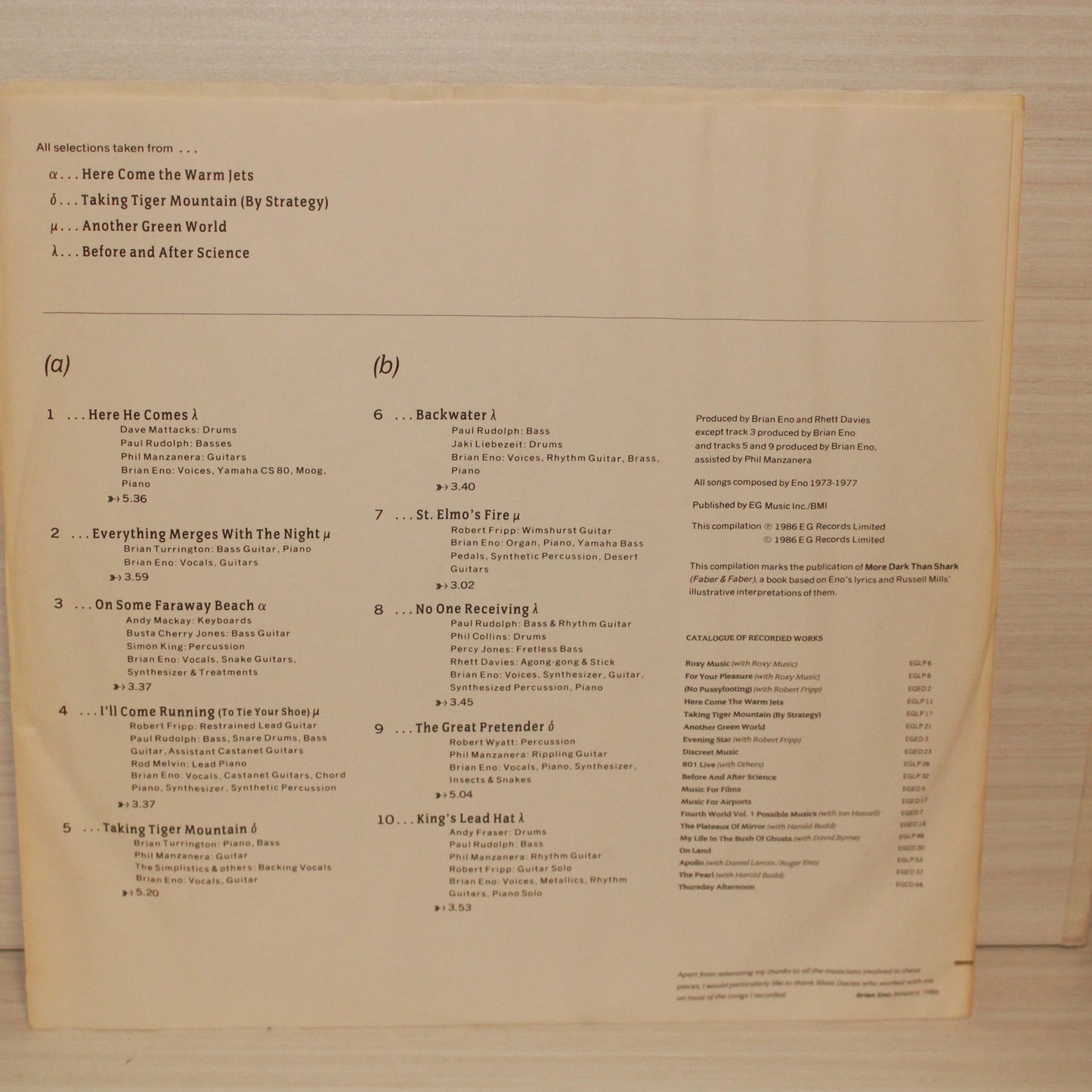 Brian Eno : More Blank Than Frank (LP,Compilation)