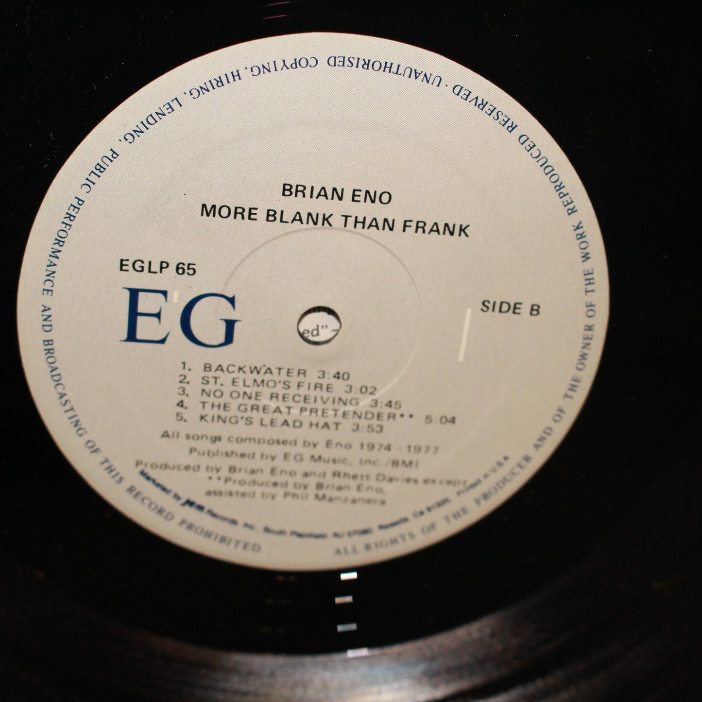 Brian Eno : More Blank Than Frank (LP,Compilation)