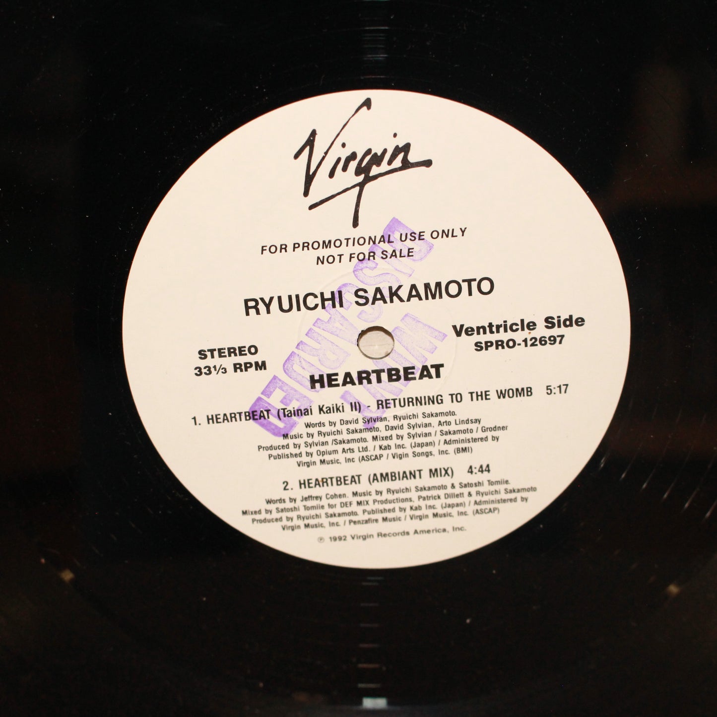 Ryuichi Sakamoto : Heartbeat (12",33 ⅓ RPM,Promo)