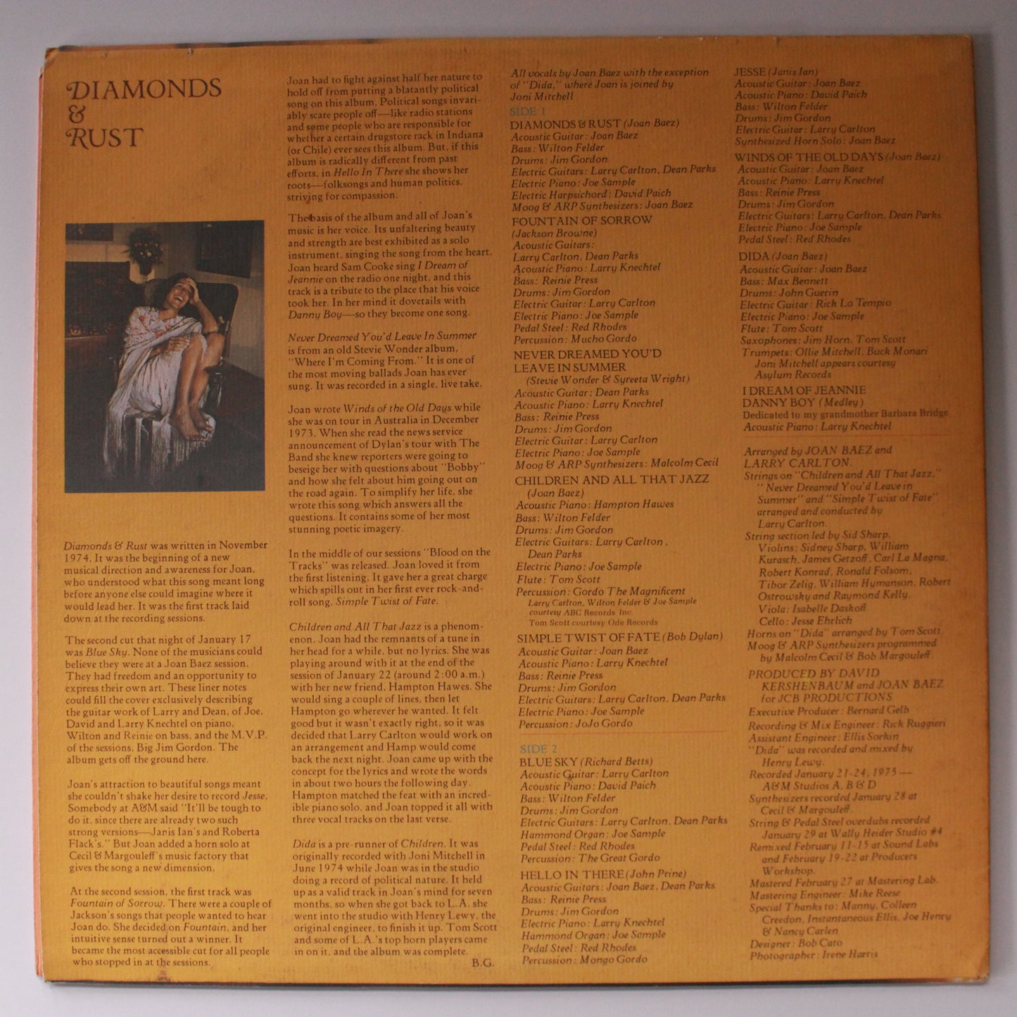 Joan Baez : Diamonds & Rust (LP,Album,Stereo)