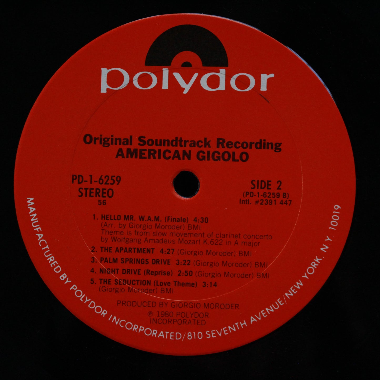 Giorgio Moroder : American Gigolo (Original Soundtrack Recording) (LP,Album)
