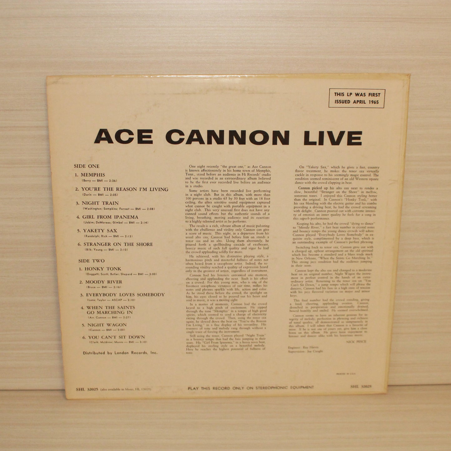 Ace Cannon : Live (LP,Stereo)