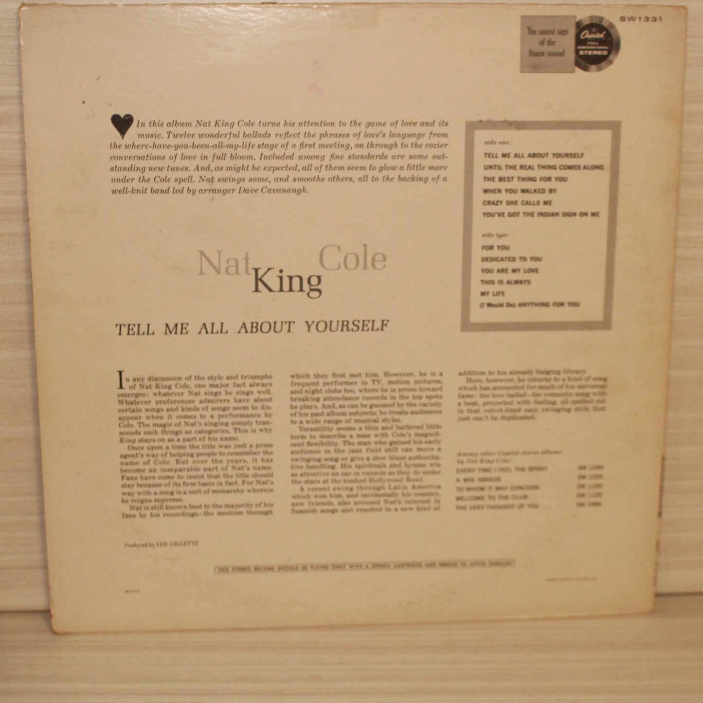 Nat King Cole : Tell Me All About Yourself (LP,Album,Mono)