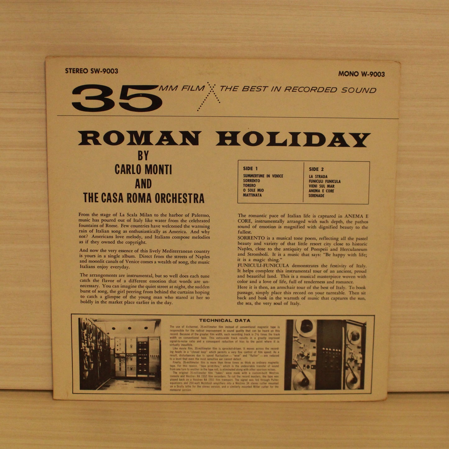 Carlo Monti And The Casa Roma Orchestra : Roman Holiday (LP,Album,Stereo)