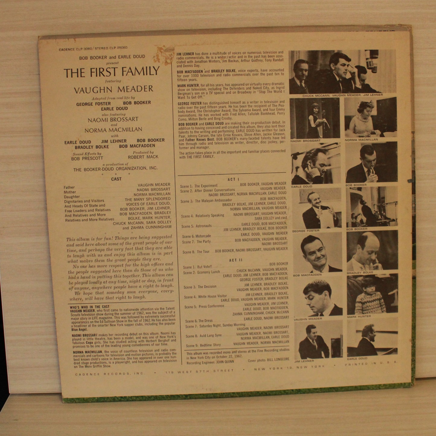 Bob Booker And Earle Doud Featuring Vaughn Meader With Earle Doud - Naomi Brossart - Bob Booker - Norma Macmillan : The First Family (LP,Album,Mono)
