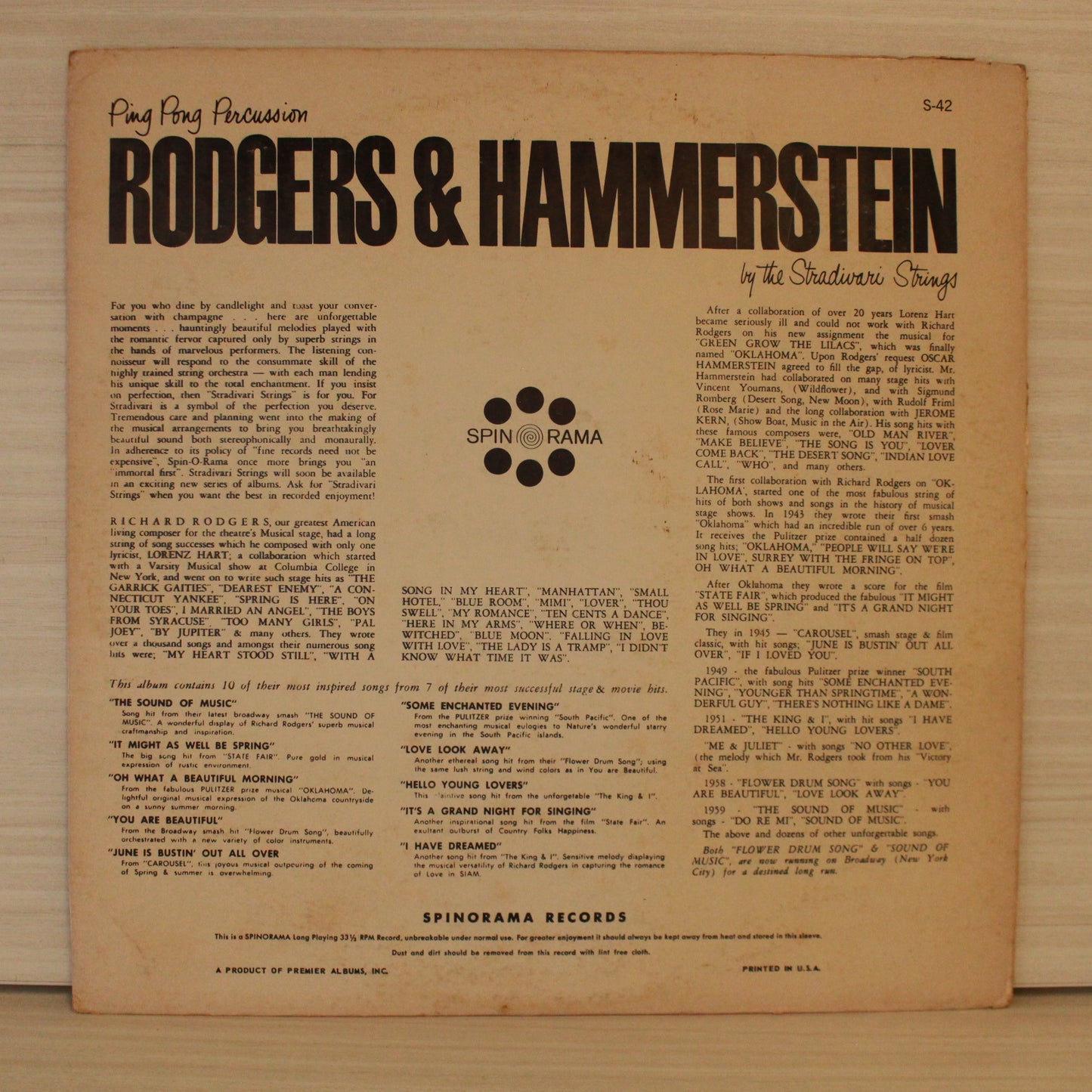 Stradivari Strings : Ping Pong Percussion: Rodgers & Hammerstein (LP,Stereo)