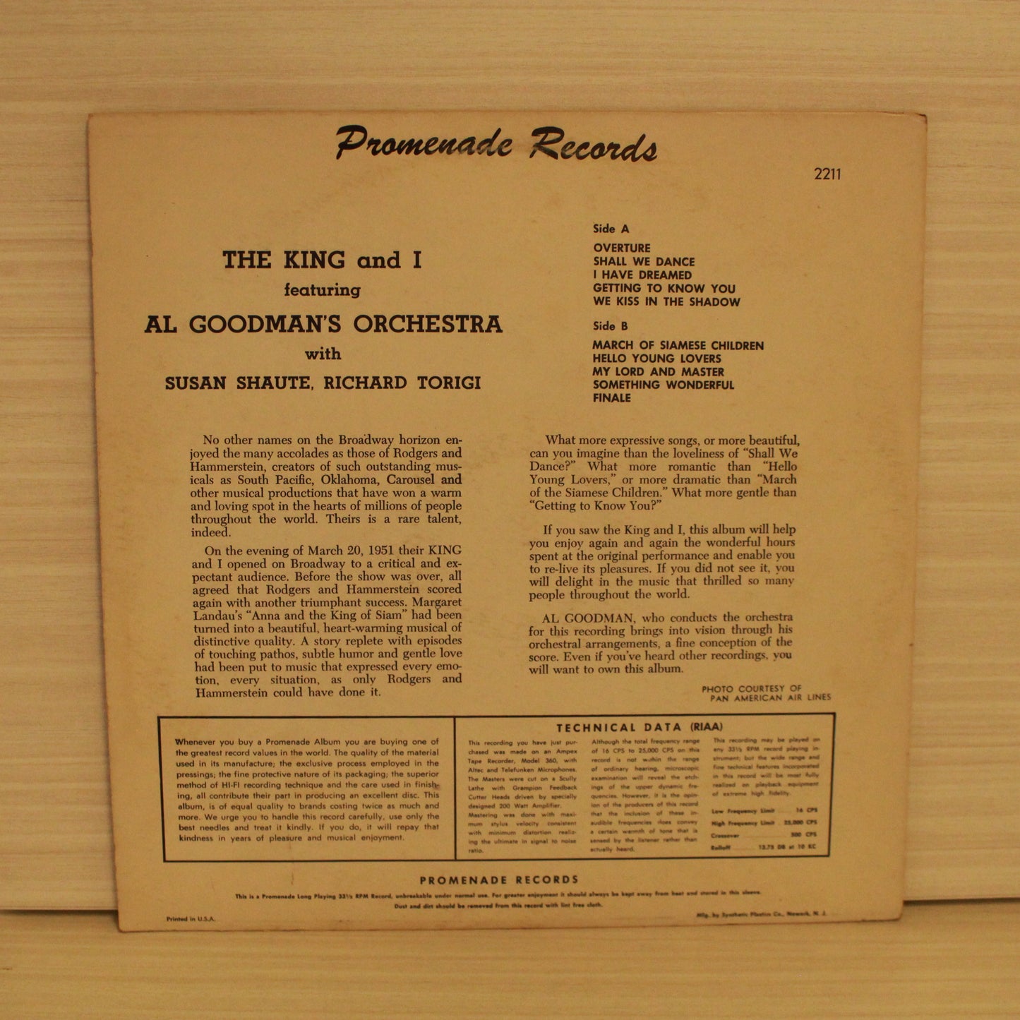 Al Goodman And His Orchestra With Susan Shaute And Richard Torigi : King And I (LP,Album)