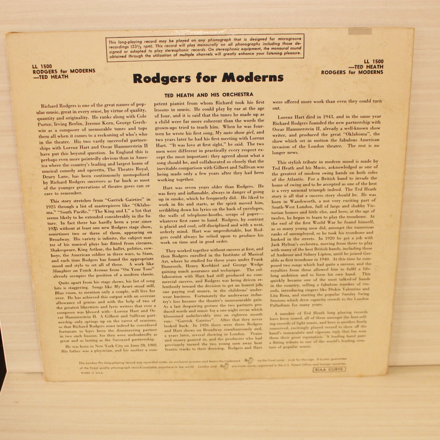 Ted Heath And His Music : Rodgers For Moderns (LP,Album,Mono)