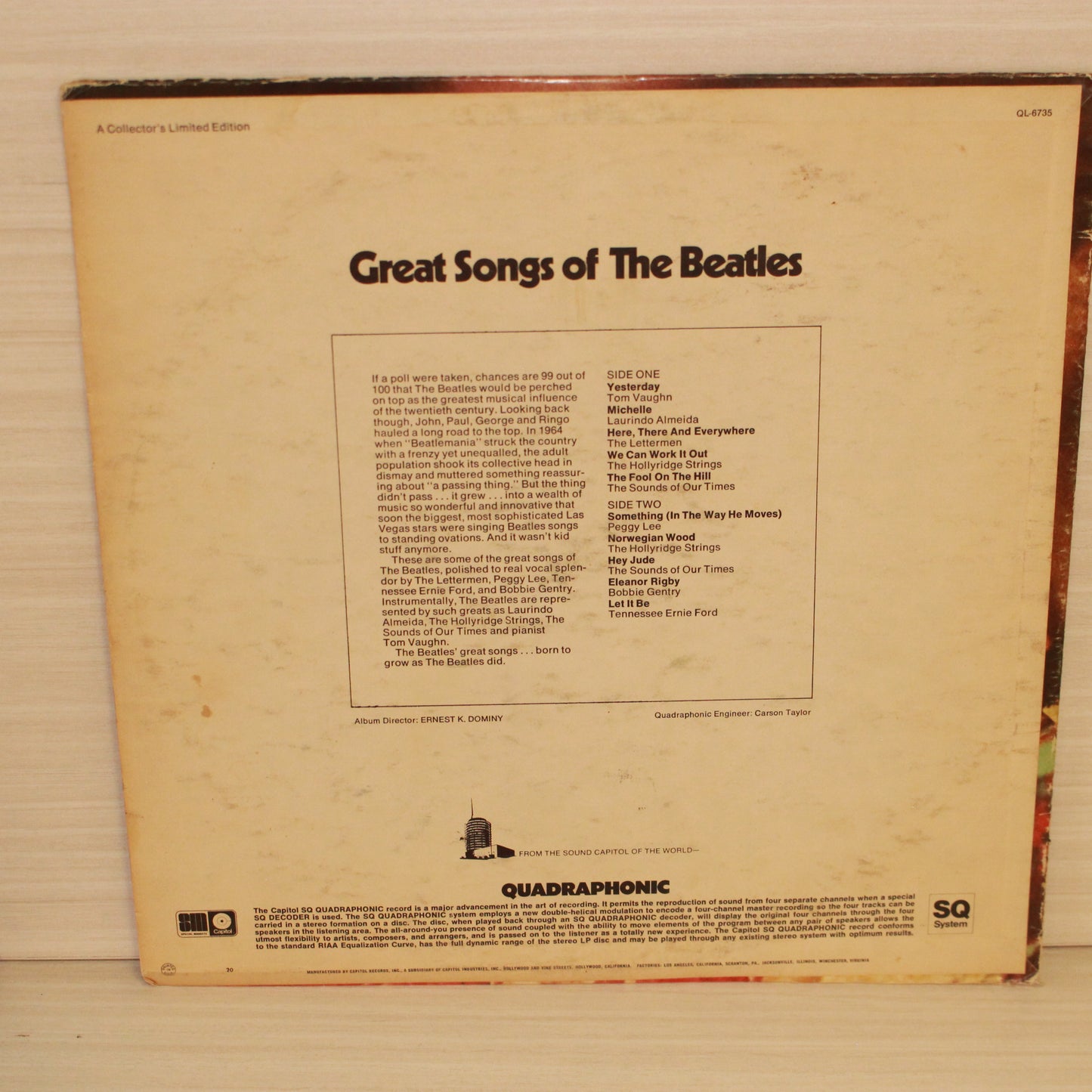 Various : Great Songs Of The Beatles (LP,Compilation,Limited Edition,Reissue,Quadraphonic)