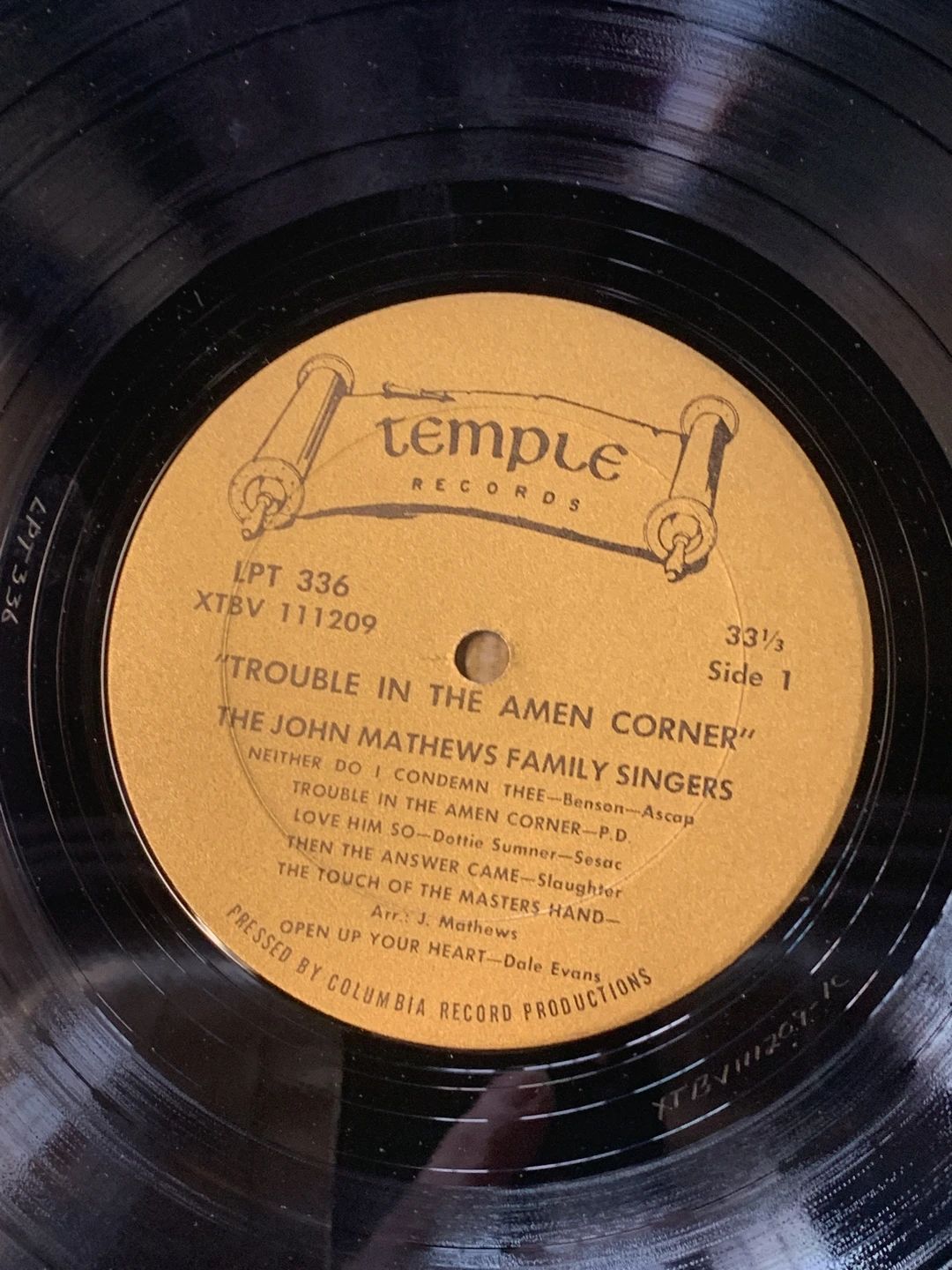 John Mathews Family Singers, The – Trouble In The Amen Corner (1969, Temple Records (6))