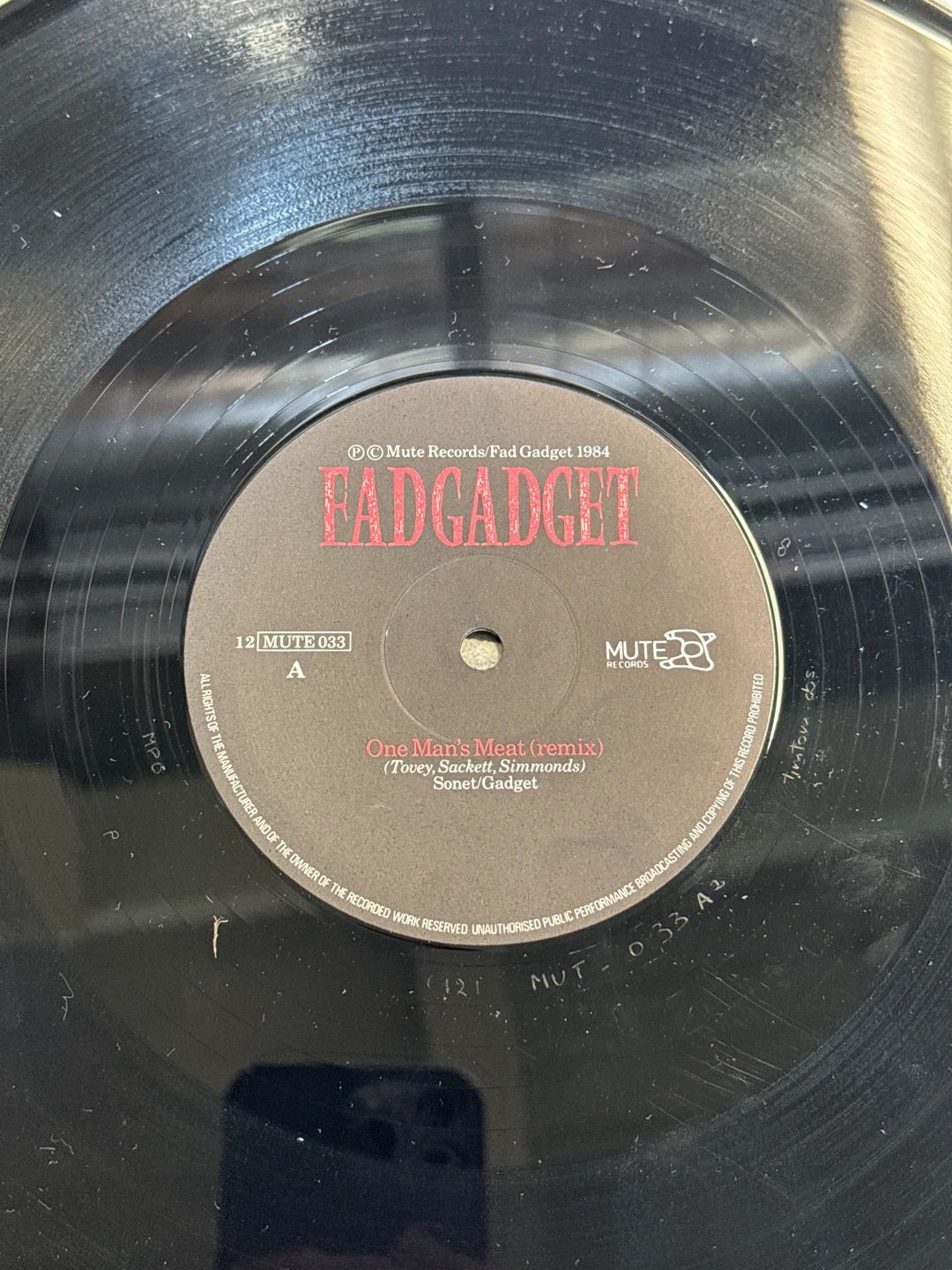 Fad Gadget – One Man's Meat (Remix) (1984, Mute)