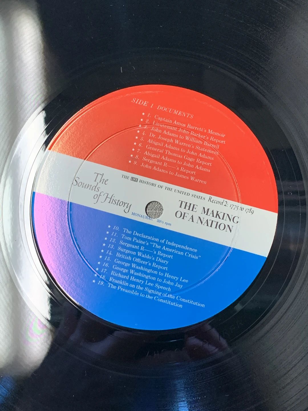 Various – The Sounds Of History Record 2: 1775-1789 / The Making Of A Nation (1963, Time Life Records)