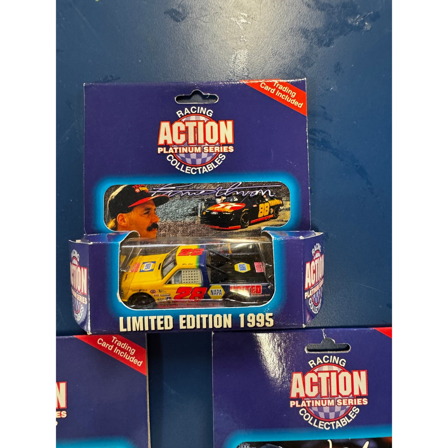 Lot of Seven Racing Action Platinum Series 1995 Trucks & Matching Trading Cards – #28, #52 (Ken Schrader), #7, #16, #84 (Joe Ruttman), #71, #16