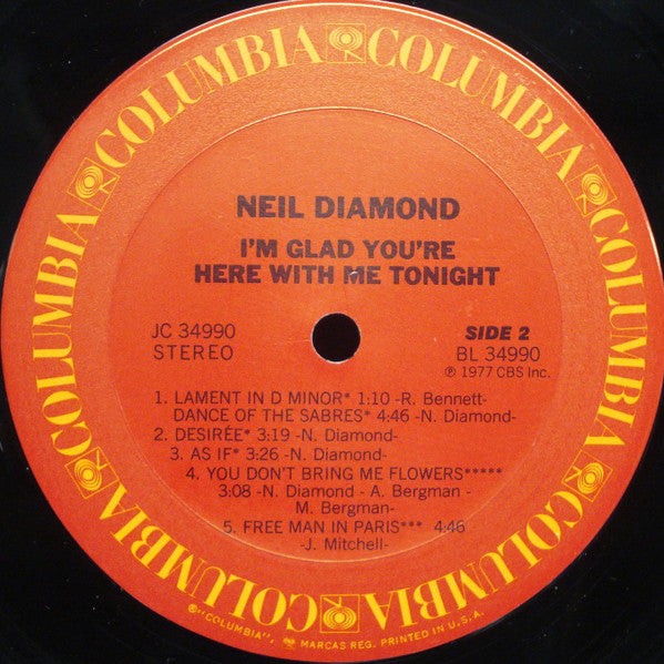 Neil Diamond : I'm Glad You're Here With Me Tonight (LP,Album)