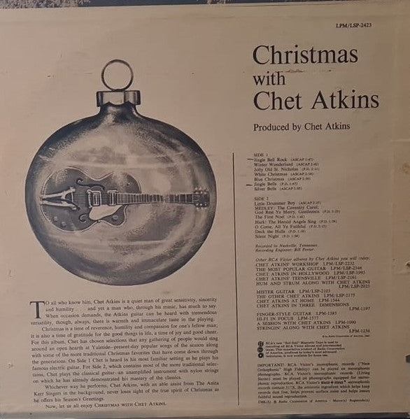 Chet Atkins : Christmas With Chet Atkins (LP,Album,Mono)
