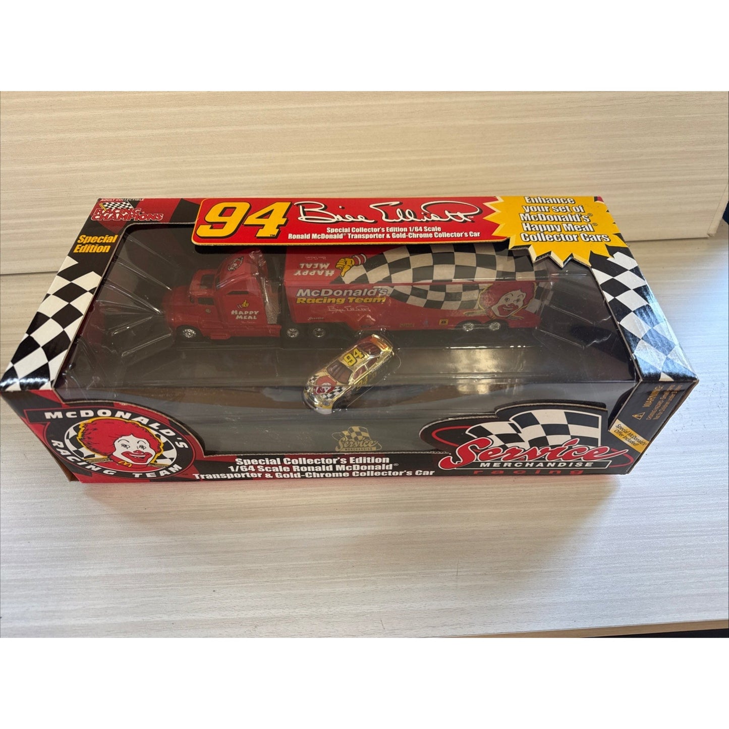 1998 Racing Champions 1:64 Bill Elliott #94 McDonald's Car & Transporter â NIB