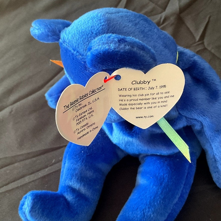 Vintage TY Beanie Baby - "Clubby," 1998, w/ Errors