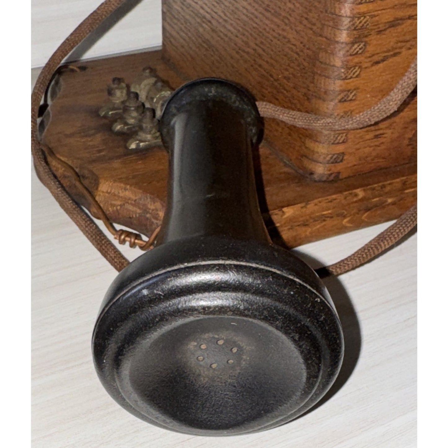 Antique 1906 Oak American Electric Wall Telephone 5 Magnet Crank Works