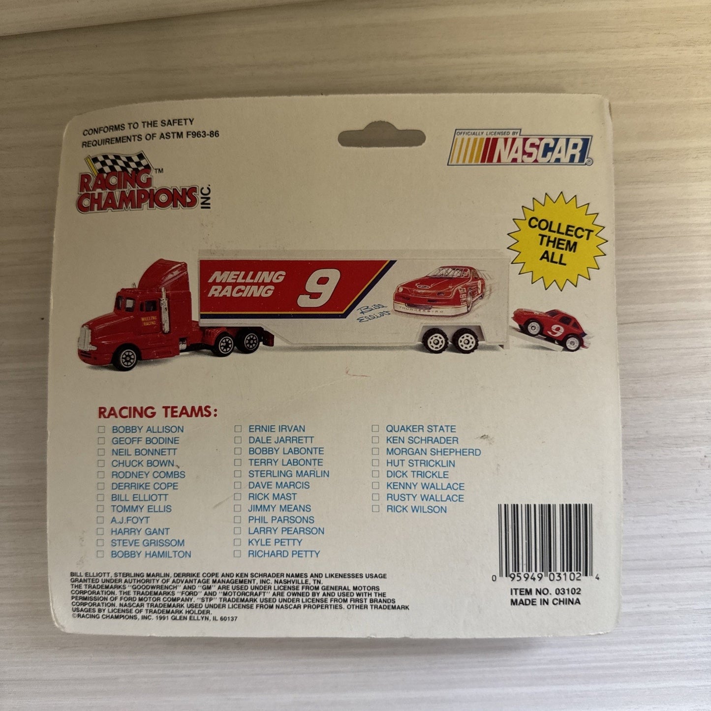 1991 Racing Champions 1:87 Geoff Bodine #11 Ford Mini Stock Car & Trailer – NIB
