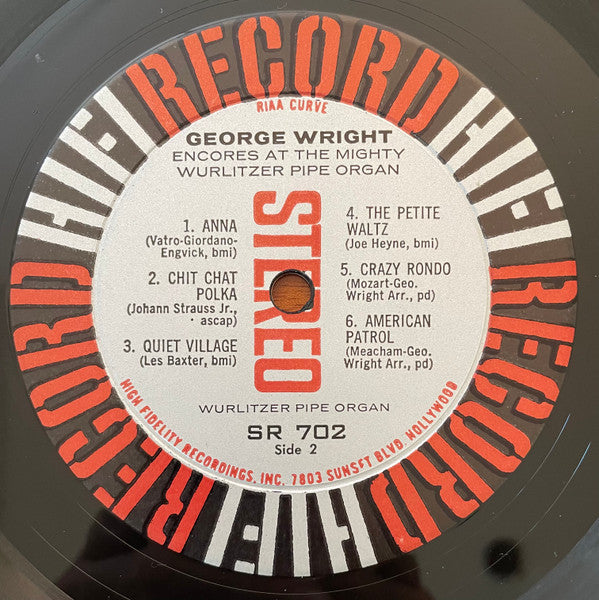 George Wright (2) : Encores (LP,Album,Stereo)