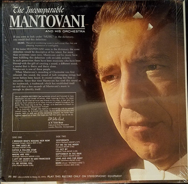 Mantovani And His Orchestra : The Incomparable Mantovani (LP,Album,Stereo)