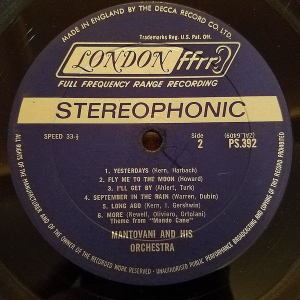 Mantovani And His Orchestra : The Incomparable Mantovani (LP,Album,Stereo)
